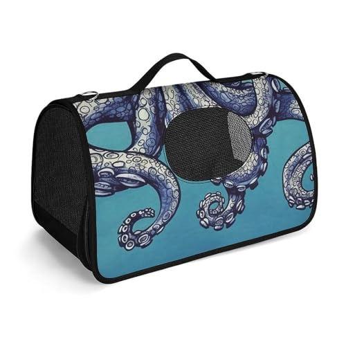 Haustier-Handtasche, Oktopus-Design, bedruckt, tragbar, für den Außenbereich, Katzentasche, Geldbörse, kleine Hundetrage für Reisen/Auto/Outdoor von LSWQK