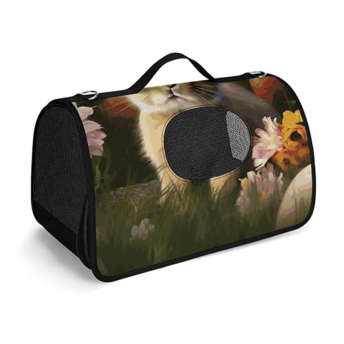 Haustier-Handtasche, Osterhase, Frühling, Schmetterling, bedruckt, tragbar, für den Außenbereich, Katzentasche, Geldbörse, kleine Hundetrage für Reisen/Auto/Outdoor von LSWQK