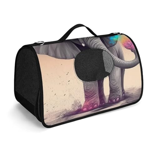 Haustier-Handtasche, Tier-Cartoon-Elefant, bedruckt, tragbar, für den Außenbereich, Katzentasche, Geldbörse, kleine Hundetrage für Reisen/Auto/Outdoor von LSWQK