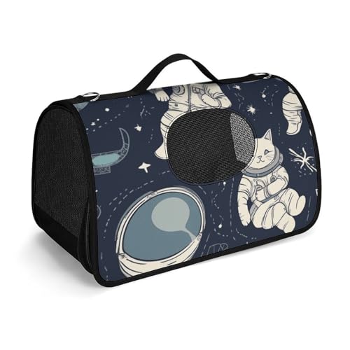 Haustier-Handtasche, lustig, Katze, Astronaut, bedruckt, tragbar, für den Außenbereich, Katzentasche, Geldbörse, kleine Hundetrage für Reisen/Auto/Outdoor von LSWQK