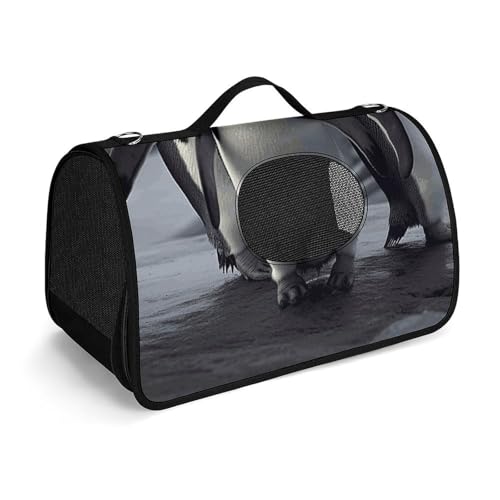 Haustier-Handtasche, lustige Pinguine, bedruckt, tragbar, für den Außenbereich, Katzentasche, Geldbörse, kleine Hundetrage für Reisen/Auto/Outdoor von LSWQK