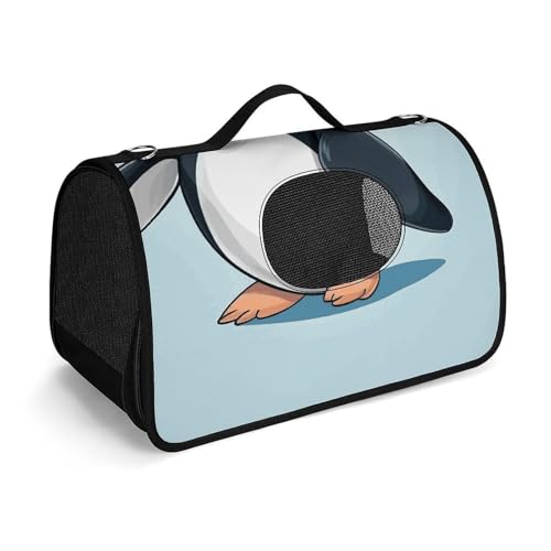 Haustier-Handtasche, niedlicher Pinguin, bedruckt, tragbar, für den Außenbereich, Katzentasche, Geldbörse, kleine Hundetrage für Reisen/Auto/Outdoor von LSWQK