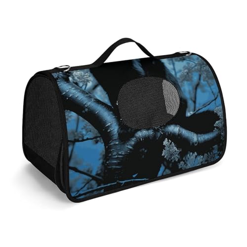 Haustier-Handtasche, schwarze Katze auf Baum, bedruckt, tragbar, für den Außenbereich, Katzentasche, Geldbörse, kleine Hundetrage für Reisen/Auto/Outdoor von LSWQK