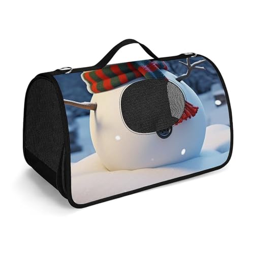 Haustier-Handtasche mit Schneemann-Motiv, bedruckt, tragbar, für den Außenbereich, Katzentasche, Geldbörse, kleine Hundetrage für Reisen/Auto/Outdoor von LSWQK