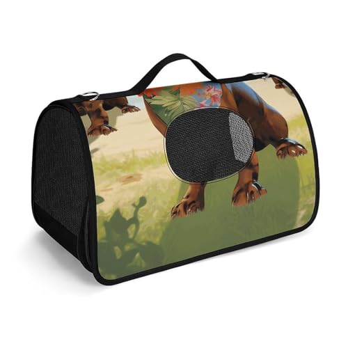 Haustierhandtasche Dackel, tropische Malerei, Kunst, bedruckt, tragbar, für den Außenbereich, Katzentasche, Geldbörse, kleine Hundetrage für Reisen/Auto/Outdoor von LSWQK