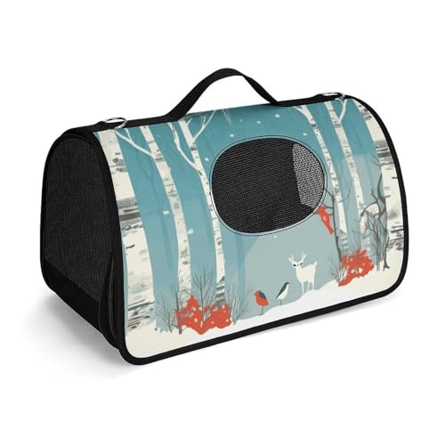 Haustierhandtasche Merry Christmas Birke Tree Printed Portable Outdoor Cat Bags Cat Carrier Purse Small Dog Carrier for Travel/Car/Outdoor von LSWQK