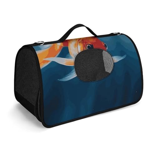 Haustierhandtasche mit Fischdruck, tragbar, für den Außenbereich, Katzentasche, Geldbörse, kleine Hundetrage für Reisen/Auto/Outdoor von LSWQK