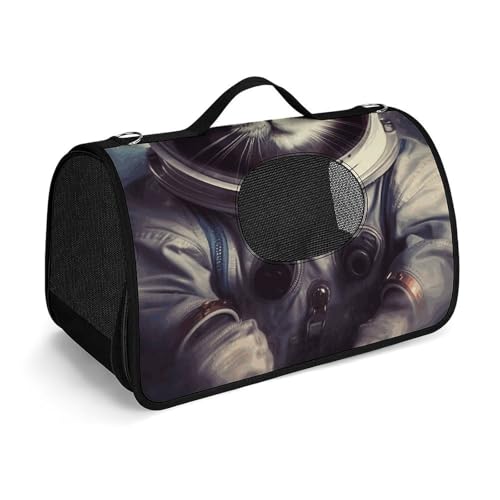 Haustierhandtasche mit Tiermotiv, Katze, Astronaut, bedruckt, tragbar, für den Außenbereich, Katzentasche, Geldbörse, kleine Hundetrage für Reisen/Auto/Outdoor von LSWQK