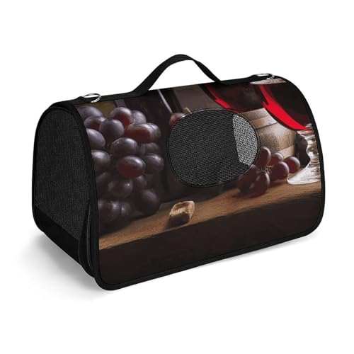 Haustierhandtasche mit Wein-Motiv, tragbar, für den Außenbereich, Katzentasche, Geldbörse, kleine Hundetrage für Reisen/Auto/Outdoor von LSWQK