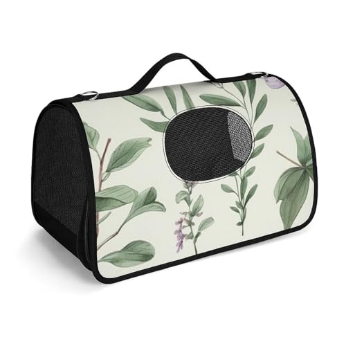 Haustierhandtasche mit grünen Blättern und Ästen, bedruckt, tragbar, für den Außenbereich, Katzentasche, Geldbörse, kleine Hundetrage für Reisen/Auto/Outdoor von LSWQK