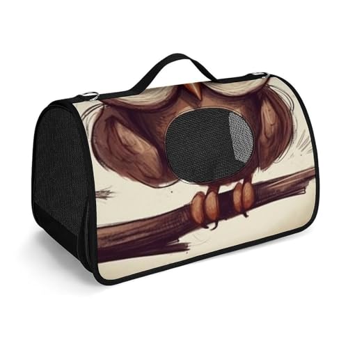 Haustierhandtasche mit niedlicher Eule, bedruckt, tragbar, für den Außenbereich, Katzentasche, Geldbörse, kleine Hundetrage für Reisen/Auto/Outdoor von LSWQK