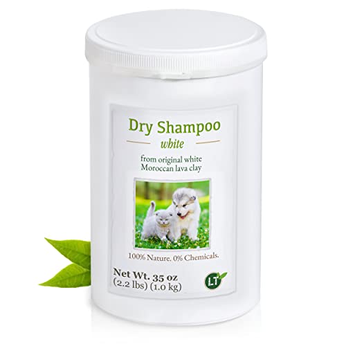 Trockenshampoo für Hunde und Katzen WHITE | speziell für weißes Fell / Kurzhaar | mit weißer marokkanischer Lavaerde | zur chemiefreien Fellpflege | 1 kg von LT-Naturprodukte