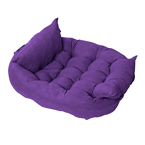 Haustierbett, Großer Hund Hundebett Winter Warm Faltbare Verformung Hundesofa Waschbar Luxus Orthopädisch Hundekorb Vier Jahreszeiten,Lila,M 78x62CM von LTJXL