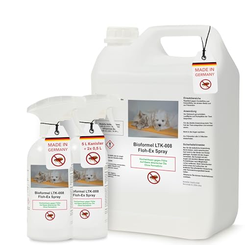 Biodelta Anti Floh Bundle 2 x 500ml + 1x 5L für Hund Katze - Floh-Ex UmgebungsBundle Haustier Hundeflöhe Katzenflöhe bekämpfen bei akutem Befall & präventiv - Flöhe Bundle Wohnung Möbel Bett von LTK-008