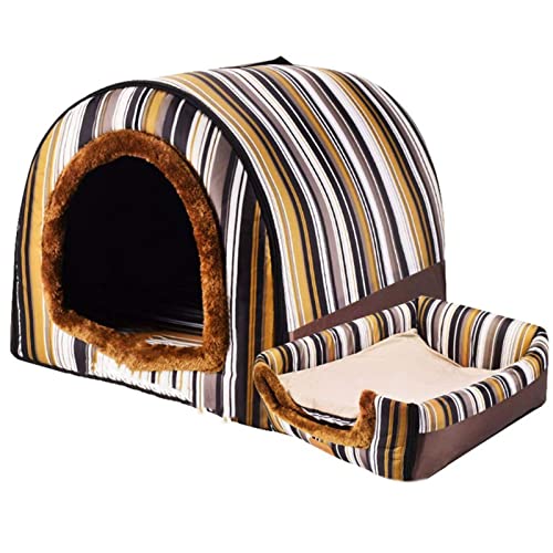 Haustierbett, Großer Hund Hundehütte Winter Warm halten Waschbar Innen Luxus Hundehütte Vier Jahreszeiten Hundehöhle Iglu,C,XXL92*68 * 72cm von LTLJX