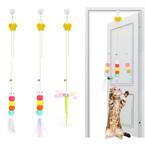 LTMMC Katzenspielzeug zum Aufhängen, interaktives Katzentürspielzeug mit Feder-Teaser und einziehbarer Feder für Indoor-Katzen, Kätzchen-Kletterspielzeug mit Glocke, selbstspielendes Katzenspielzeug LTMMC Katzenspielzeug zum Aufhängen, interaktives Katzentürspielzeug mit Feder-Teaser und einziehbarer Feder für Indoor-Katzen, Kätzchen-Kletterspielzeug mit Glocke, selbstspielendes Katzenspielzeug von LTMMC