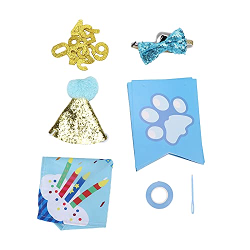 Geburtstagszubehör für Hunde, Blaue Happy Birthday-Banner, weich und bequem, hochwertiges Polyester, elastisches Band, verstellbare Länge, für die meisten Hundegrößen von LTSQIN