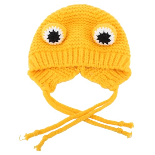 Haustiermütze, Hunde-Wintermütze, Hunde-Strickmütze, lustiges süßes Design, Bequeme warme Haustier-Strickmütze für kleine Hunde, Katzen, kaltes Wetter, Winter (Amarillo) von LTSQIN