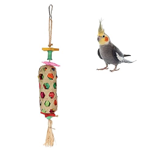 LTSQIN Conure Toys, aus Bambus gewebtes Papageienspielzeug, sicheres buntes Maisblatt, Papageienfutter zum Aufhängen, Vogelkauspielzeug für Nymphensittiche von LTSQIN