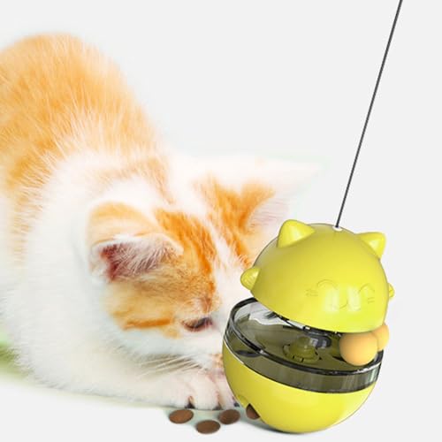 LTSQIN Langsamer Feeder-Ball für Katzen, Katzen-Leckerli-Ball-Spielzeug, transparentes Fenster, langsames Füttern, pädagogischer Leckerli-Spender für Haustiere, Ball, (Gelb) von LTSQIN