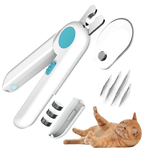 Katzen-Nagelknipser mit Sicherheitsschutz, Krallenschere für kleine Hunde und Katzen, mit LED-Licht und Nagelfeile, Haustierbedarf, Fellpflegeprodukte, Schermaschine für Welpen, Katzen, Kaninchen, von LTXDJ