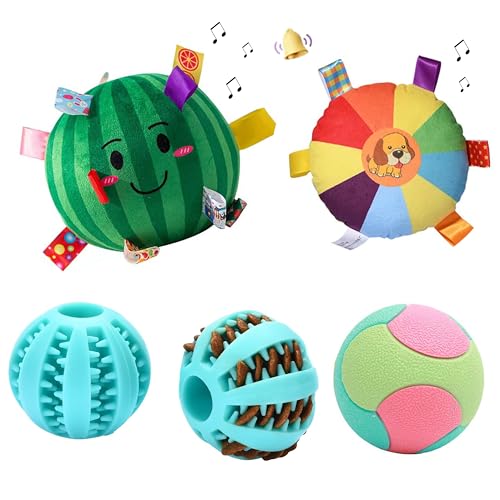LTYH'S SMILE Hundespielzeug, Trow-Spielzeug mit Riemen, interaktives Hundespielzeug für Hofspiele, bissfester Stoffball, Wassermelonen-Set, 4 Stück von LTYH'S SMILE
