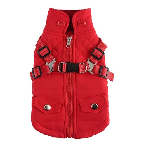 LUBOSE Haustier Jacke Haustier Plüsch Innenmantel Hund Wasserdicht Mantel Hund Warme Jacke Hund Haustier Weste Hund Trenchcoat (XL, Rot 3) von LUBOSE