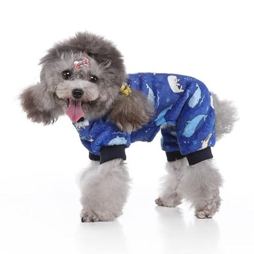 LUBOSE Haustierkleidung, Hunde-Winter-Pyjama-Pullover, Hundemantel, Hunde-Flanellpullover, weicher, bequemer Mantel, Katzen- und Hundekleidung (L, dunkelblau) von LUBOSE