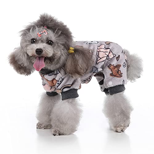 LUBOSE Haustierkleidung, Hunde-Winter-Pyjama-Pullover, Hundemantel, Hunde-Flanellpullover, weicher, bequemer Mantel, Katzen- und Hundekleidung (S, Grau) von LUBOSE