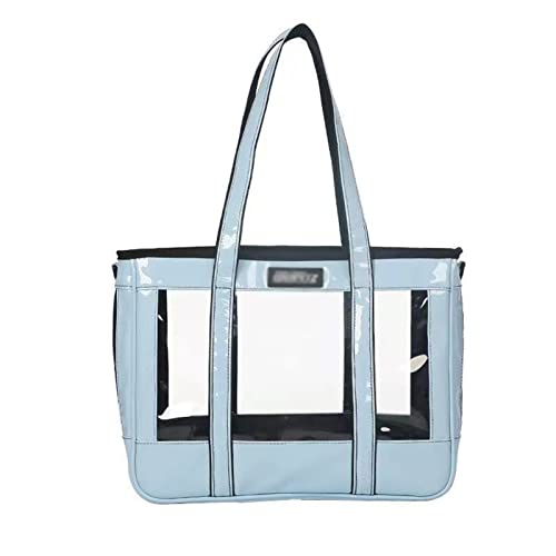 LUCBEI Haustier Großer Hund und Katzentasche, modisch und transparent, Reisen Pu. Schultertasche Taschenträger (Color : Ice Fog Blue) von LUCBEI