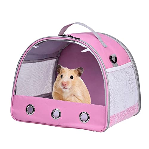 LUCBEI Haustier Tragbare Hamster Tasche, Reisetasche Tragetasche, atmungsaktiv, geeignet for kleine Tiere Guinea Schweine Taschenträger (Color : Roze) von LUCBEI