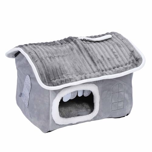 LUCKDANO Abnehmbares Wasch Bares Indoor-Hunde Haus Verbesserter Komfort Winter Warmes Katzen Haus für Kleines Mittleres Haustier, Weich, Alle Jahreszeiten, Geräumiges Design, Gemütliche (L) von LUCKDANO