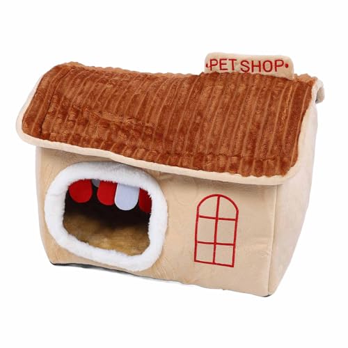 LUCKDANO Abnehmbares Wasch Bares Indoor-Hunde Haus Verbesserter Komfort Winter Warmes Katzen Haus für Kleines Mittleres Haustier, Weich, Alle Jahreszeiten, Geräumiges Design, Gemütliche (L) von LUCKDANO