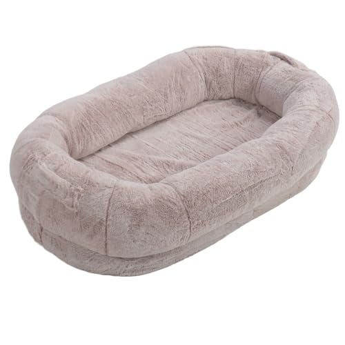 LUCKDANO Extra Großes, Bequemes Menschliches Hundebett, Geräumiger, Weicher Schlafplatz mit Vielseitigem, Ergonomischem Design, Großes Hundebett, Abnehmbar, Grau (135 * 85 * 30CM) von LUCKDANO