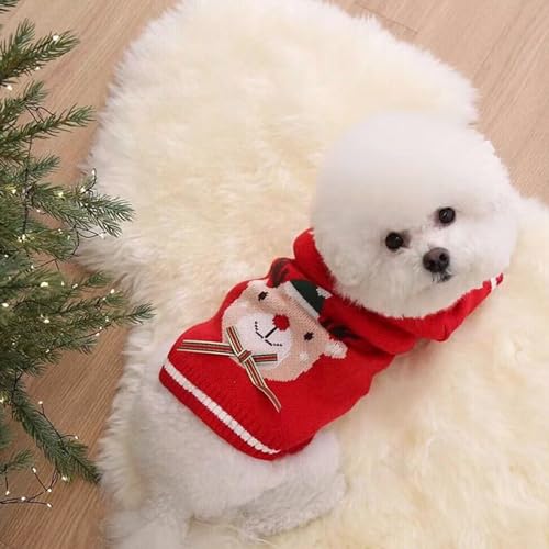 Warmer Hunde-Weihnachtspullover, Weicher, Stilvoller Welpenpullover für Bichon Pomeranian-Winterausflüge (XS) von LUCKDANO