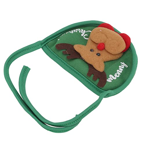 Weihnachts-Speicheltuch für Katzen und Hunde, Polyester-Material, Niedliche Weihnachtsmütze, Verstellbarer Schultergurt für Haustiere von 4–7,5 Kg (Grünes Speicheltuch) von LUCKDANO