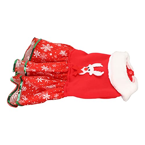 Weihnachtskleid für Kleine Hunde, Premium-Elch, Schleife, Pailletten, Warme Welpen-Weihnachtskleidung für Chihuahua, Yorkshire, Zwergspitz, Polyester-Plüsch (L) von LUCKDANO