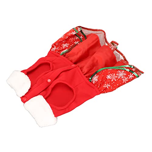 Weihnachtskleid für Kleine Hunde, Premium-Elch, Schleife, Pailletten, Warme Welpen-Weihnachtskleidung für Chihuahua, Yorkshire, Zwergspitz, Polyester-Plüsch (M) von LUCKDANO