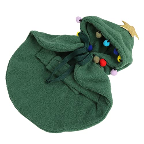 Welpen-Weihnachtsumhang, Gemütlicher Katzen-Weihnachtsumhang mit Pompons und Sterndesign, Weiches Fleece-Material für Komfort (L) von LUCKDANO