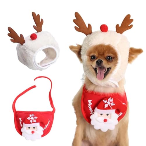 Adorable Christmas Tree Pom-Poms Hat, Celerypets Hund Weihnachtsmütze, Lustige weiche Haustiermütze für Hunde, Haustier Weihnachtsmütze, Weihnachtskostüm Haustier Hund Katze (Weiß, M) von LUCKKY