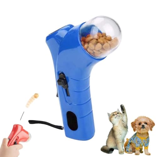 Cat Treat Gun, Pet Treat Launcher, Hunde-Leckerli-Werfer, lustiges Hundefutter-Katapult, Haustier-Trainingsgerät Futterspender Spielzeug, Tierfutter-Werfer Für Hunde Interaktives Spielzeug (Blau) von LUCKKY