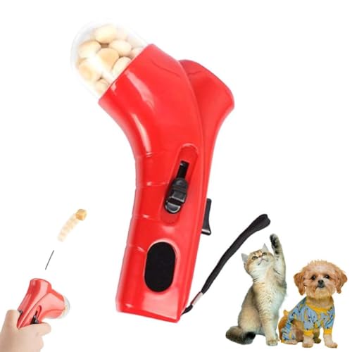 Cat Treat Gun, Pet Treat Launcher, Hunde-Leckerli-Werfer, lustiges Hundefutter-Katapult, Haustier-Trainingsgerät Futterspender Spielzeug, Tierfutter-Werfer Für Hunde Interaktives Spielzeug (Rot) von LUCKKY