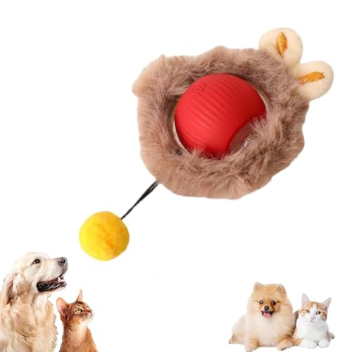 Chewie Rolling Ball, Interactive Cat Toys Rolling Ball Chewie Dog Ball, Interaktives Hunde Ball Spielzeug, 360° Selbstdrehender beweglicher Ball für Katzen, Interaktives Katzenspielzeug Ball (Rot-B) von LUCKKY