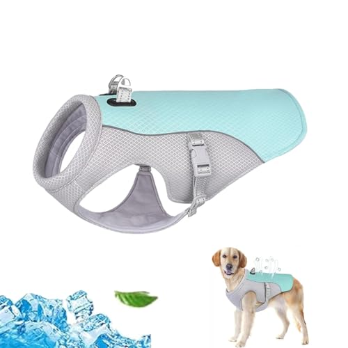 Dog Cooling Vest for Summer, Hundekühlweste für den Sommer, Kühlweste Hunde, Kühlweste für Hunde mit Geschirr für den Sommer, Kleine Hunde Kühljacke mit Verstellbaren Riemen (Blau, 2XL) von LUCKKY