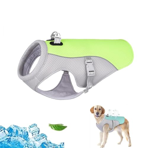 Dog Cooling Vest for Summer, Hundekühlweste für den Sommer, Kühlweste Hunde, Kühlweste für Hunde mit Geschirr für den Sommer, Kleine Hunde Kühljacke mit Verstellbaren Riemen (Grün, 2XL) von LUCKKY