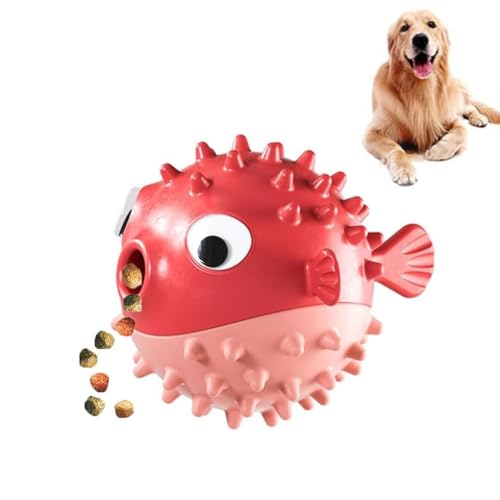 Dog Latex Toy, Hundespielzeug aus Latex, Interaktives Zahnungsspielzeug für Hunde, Kauspielzeug, Zahnreinigung Hundespielzeug, Interaktives Hundespielzeug, Rollender Leckerli-Spender für Hunde (Rot) von LUCKKY