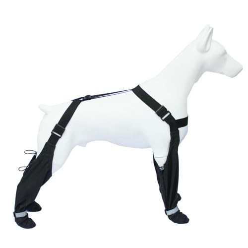 Dog Suspender Booties, Hundestiefel mit Hosenträgern, Hundestiefel-Leggings, Verstellbare rutschfeste reflektierende Hundestiefel, wasserdicht Hundeschuhe für mittelgroße und große Hunde (2XL) von LUCKKY