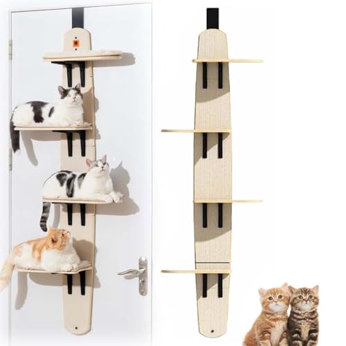 Door Hanging Cat Shelf, Über der Tür Kratzbaum, Wandmontierter Katzenbaum, Türhängender Katzenturm, Katzenregale, Türmontierter vertikaler Katzenbaumturm, Mehrstöckige Tür Hängende Katzenregale von LUCKKY