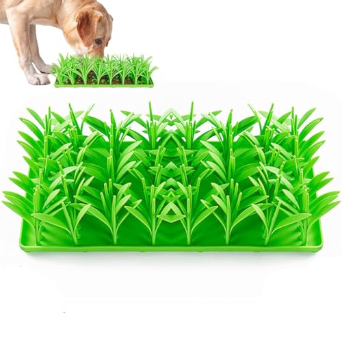Edible Grade Green Grass Silicone Slow Food Mat, Silikon Grasmatte für Katze und Hund, Futtersuchmatte für Hunde, Weiches Silikon Grünes Gras Schnüffelmatte Futterwerkzeug für Haustiere von LUCKKY