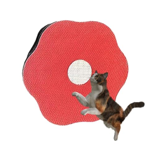 Flower Scratching Pad for Cats on Wall, Blumenkratzmatte für Katzen an der Wand, Katze Wandkratzer Wellpappe, Kratzbrett Katzen, Möbelschutz Katze Kratzmatte (Rot) von LUCKKY